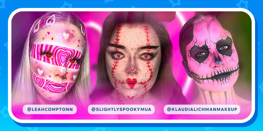 Kreatives Make-up und Kontaktlinsen zum Valentinstag