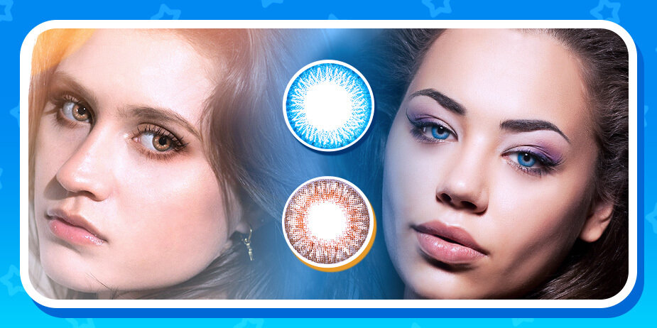 Lentilles de contact naturelles bleues et marron