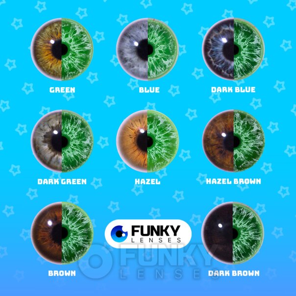 Lentilles de contact vertes UV Glow Cosplay (journalières) | Funky Lenses