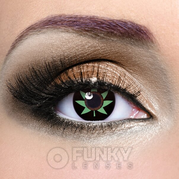 Cannabis Leaf Green Coloured Lenses | Monthly Contact Lenses
