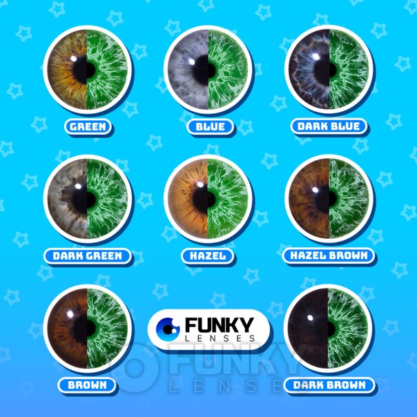 Lentes de contacto verdes con brillo UV para cosplay (diarias) | Funky Lenses