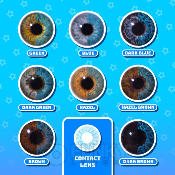 Lentilles colorées cosplay bleu solaire | Lentilles de contact quotidiennes