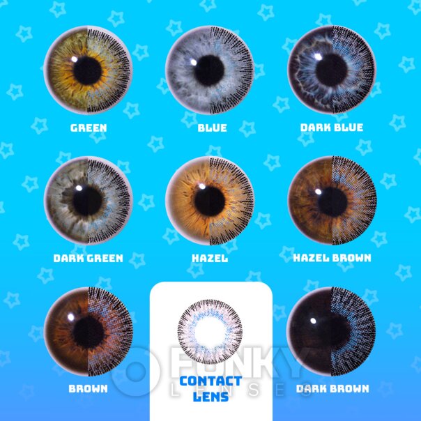 Lentes de contacto azules tricolor | Lentes de contacto naturales de 30 días